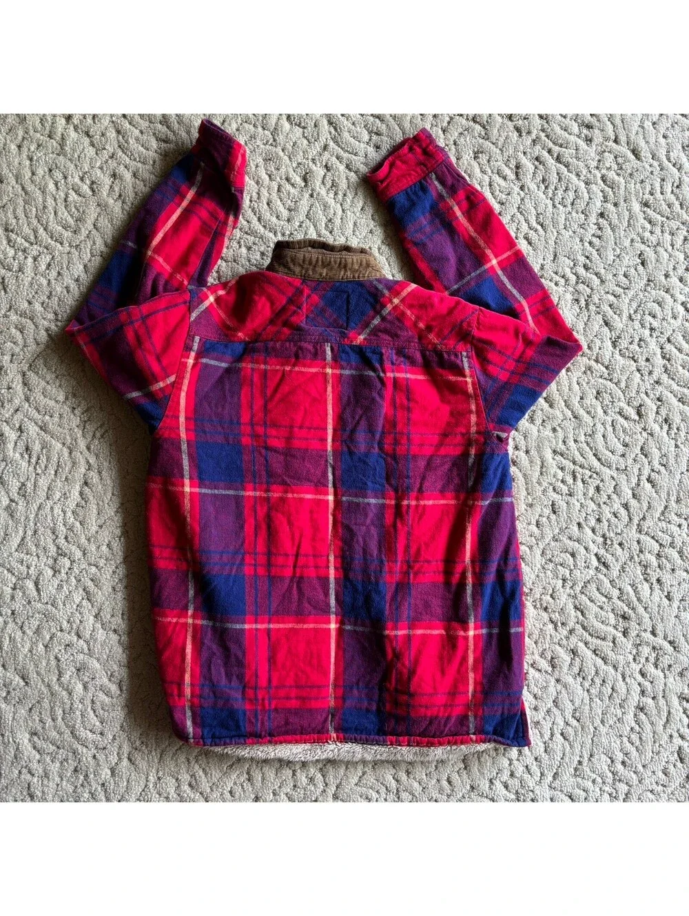 Grit Iron Workwear Flannel Shirt Jacket Adult Medium Red Plaid Sherpa Lined